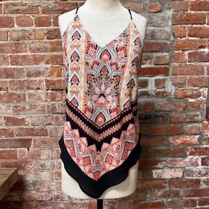 Paisley Scarf Hem Halter Top Boho Blouse Festival Y2k Large